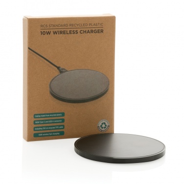 Logo trade promotional giveaways image of: RCS standard recycled plastic 10W wireless charger