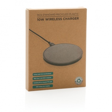 Logo trade promotional gift photo of: RCS standard recycled plastic 10W wireless charger