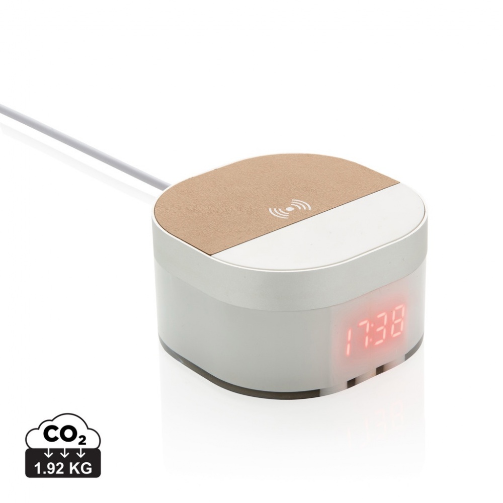 Logo trade promotional gifts image of: Aria 5W Wireless Charging Digital Clock