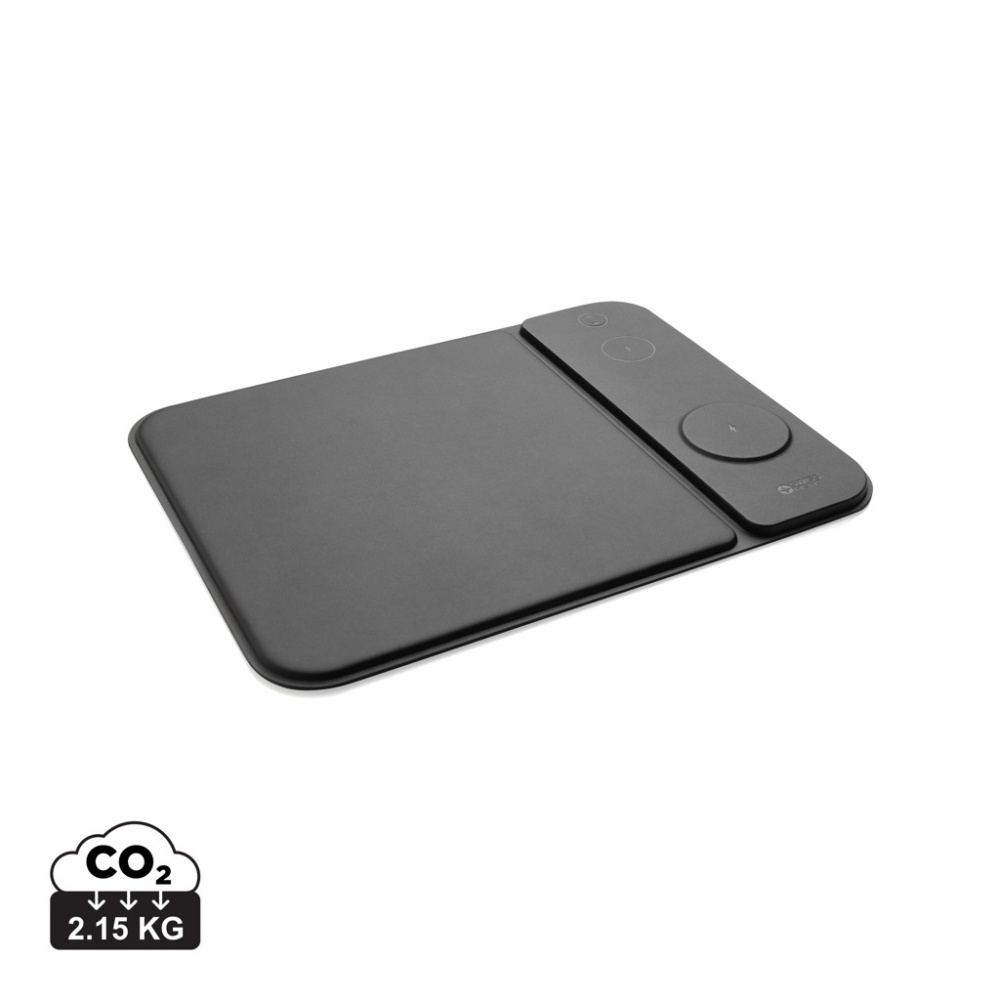 Logo trade advertising product photo of: Swiss peak RCS recycled PU 15W 3 in 1 charging mousepad