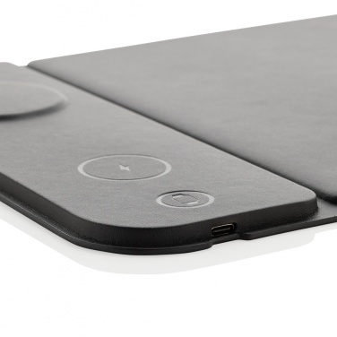 Logo trade advertising products picture of: Swiss peak RCS recycled PU 15W 3 in 1 charging mousepad