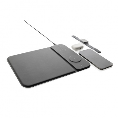Logo trade corporate gifts image of: Swiss peak RCS recycled PU 15W 3 in 1 charging mousepad