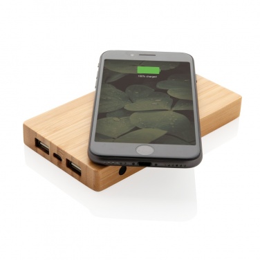 Logotrade promotional merchandise picture of: Bamboo 4.000 mAh wireless 5W Powerbank