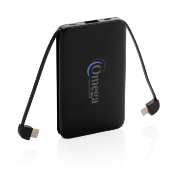 Logo trade promotional merchandise image of: 5.000 mAh Pocket Powerbank with integrated cables