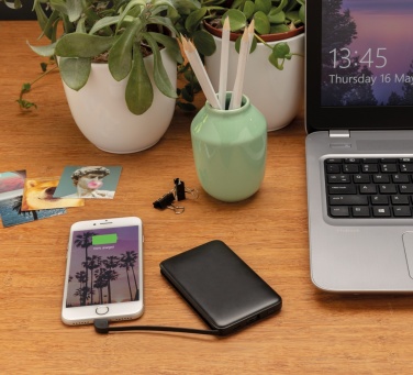 Logo trade promotional merchandise photo of: 5.000 mAh Pocket Powerbank with integrated cables