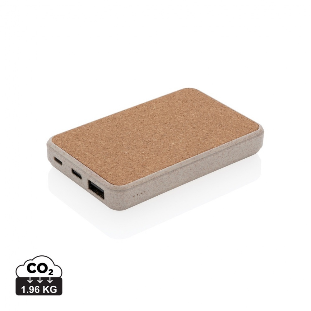 Logo trade promotional merchandise picture of: Cork and Wheat 5.000 mAh pocket powerbank