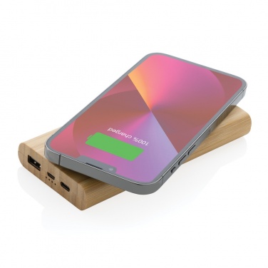 Logo trade corporate gifts picture of: Bamboo 8.000 mAh 5W wireless powerbank