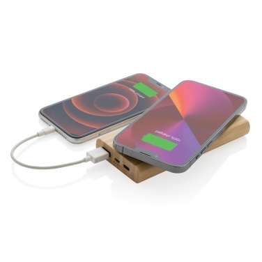 Logo trade corporate gift photo of: Bamboo 8.000 mAh 5W wireless powerbank