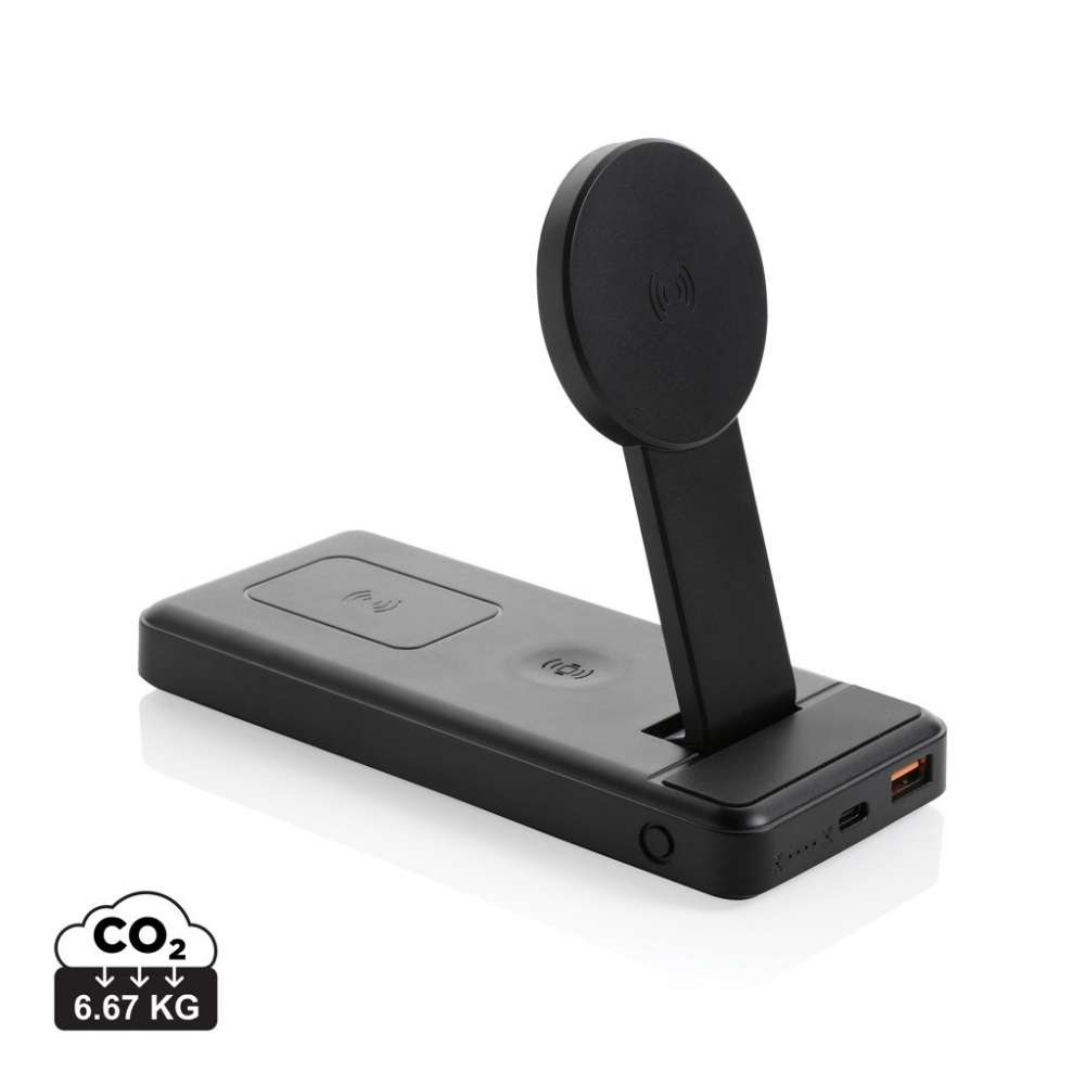 Logo trade advertising product photo of: Fenwick RCS recycled plastic 10000mah  3 in 1 fast powerbank