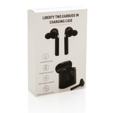 Logo trade advertising products image of: Liberty wireless earbuds in charging case