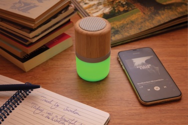 Logo trade promotional giveaways picture of: Bamboo colour changing 3W speaker light