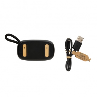 Logotrade promotional product picture of: RCS recycled plastic & bamboo TWS earbuds