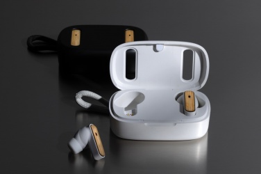 Logotrade business gift image of: RCS recycled plastic & bamboo TWS earbuds