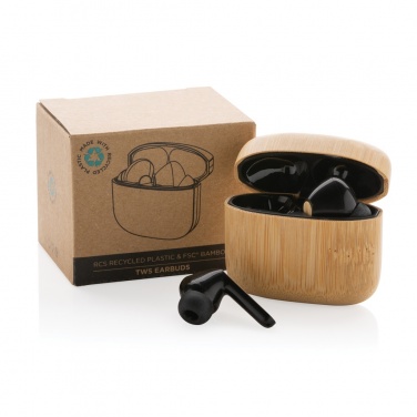 Logotrade advertising products photo of: Bamboo TWS earbuds with RCS recycled plastic
