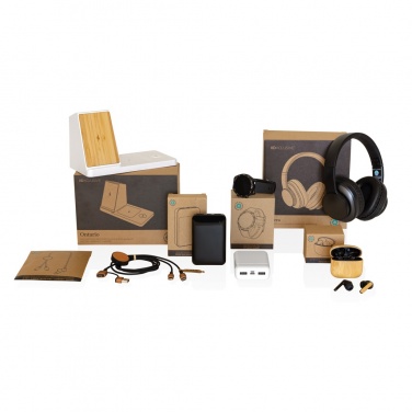 Logotrade business gift image of: Bamboo TWS earbuds with RCS recycled plastic
