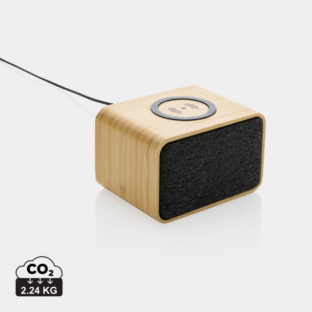 Logo trade promotional products image of: RCS Rplastic 3W speaker with bamboo 5W wireless