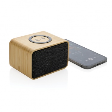 Logo trade advertising products picture of: RCS Rplastic 3W speaker with bamboo 5W wireless