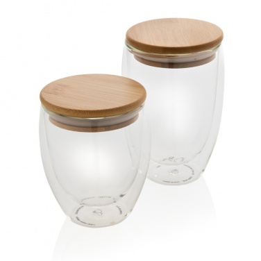 Logotrade promotional giveaways photo of: Double wall borosilicate glass with bamboo lid 350ml 2pc set