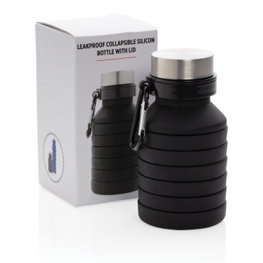 Logo trade advertising products picture of: Leakproof collapsible silicone bottle with lid