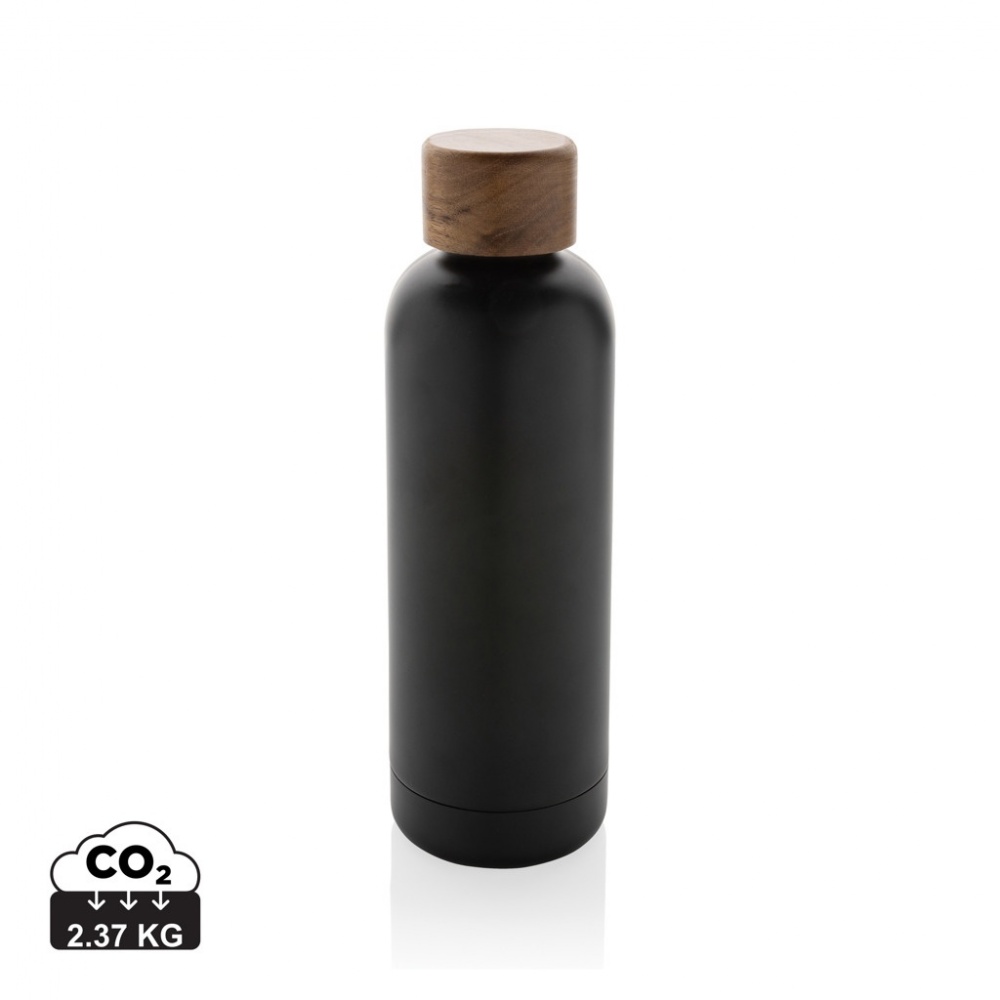 Logotrade promotional merchandise picture of: Wood RCS certified recycled stainless steel vacuum bottle