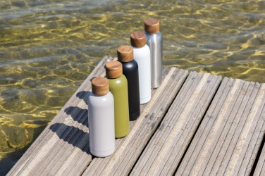 Logo trade business gifts image of: Wood RCS certified recycled stainless steel vacuum bottle