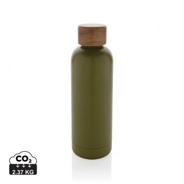 Logo trade promotional giveaways picture of: Wood RCS certified recycled stainless steel vacuum bottle
