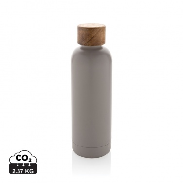 Logo trade promotional giveaways picture of: Wood RCS certified recycled stainless steel vacuum bottle