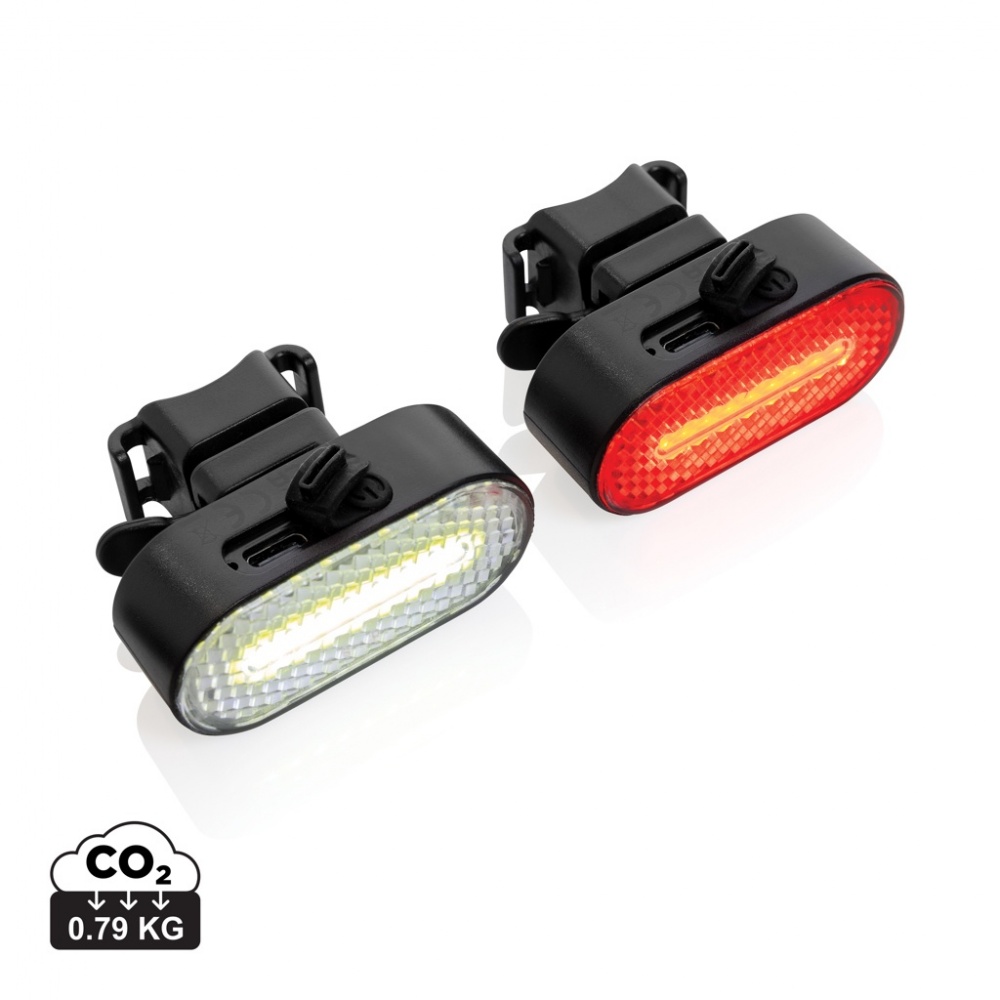 Logotrade corporate gifts photo of: Lumino RCS recycled plastic USB re-chargeable bike light set