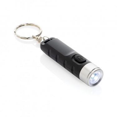 Logo trade promotional merchandise photo of: Globix RCS recycled plastic USB re-chargeable keychain torch