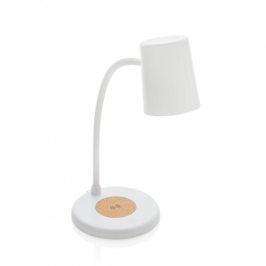 Logo trade promotional giveaways image of: Zenara RCS recycled plastic and cork 15W wireless desk lamp