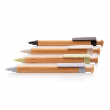 Logo trade promotional gifts image of: Bamboo pen with wheatstraw clip