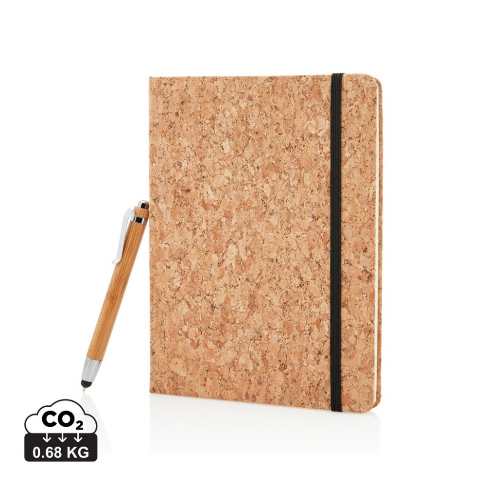 Logotrade promotional giveaway picture of: A5 notebook with bamboo pen including stylus