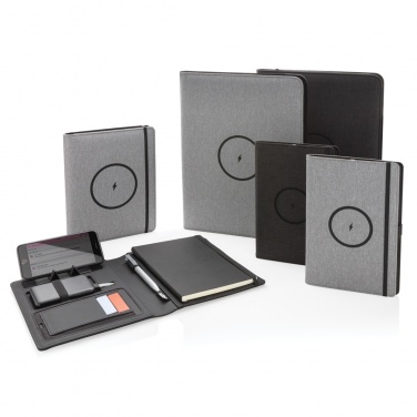 Logo trade business gift photo of: Air 5W wireless charging portfolio A4 w/ 5000 mAh powerbank