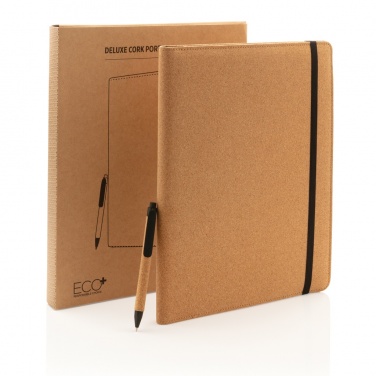 Logo trade promotional merchandise picture of: Deluxe cork portfolio A4 with pen