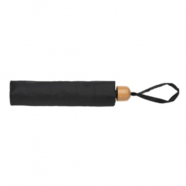 Logo trade corporate gifts image of: 20.5" Impact AWARE™ RPET 190T Pongee bamboo mini umbrella