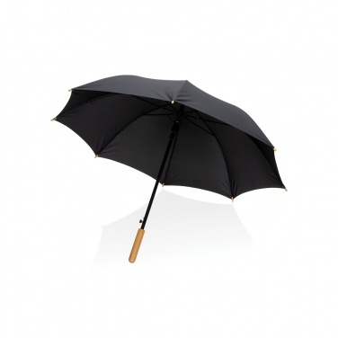 Logo trade business gift photo of: 23" Impact AWARE™ RPET 190T auto open bamboo umbrella