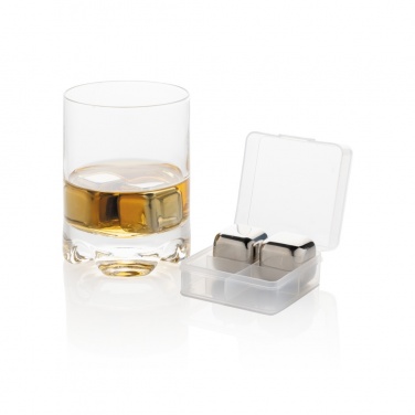 Logo trade advertising products image of: Re-usable stainless steel ice cubes 4pc