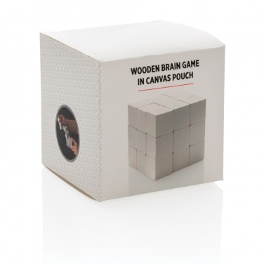Logo trade promotional giveaways picture of: Wooden brain game in canvas pouch