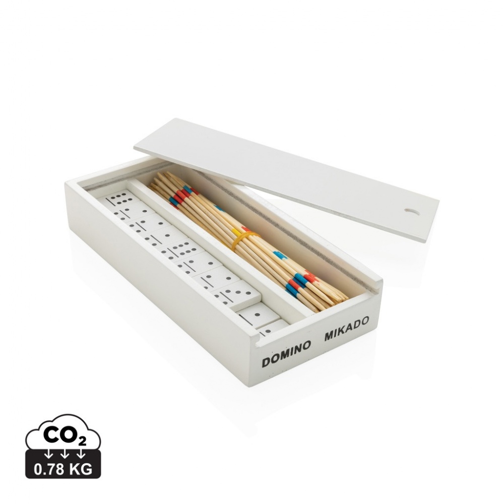Logo trade promotional items image of: Deluxe mikado/domino in wooden box