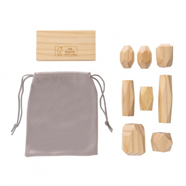 Logo trade promotional items image of: Ukiyo Crios wooden balancing rocks in pouch