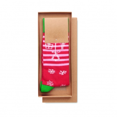 Logo trade promotional giveaways image of: Pair of Christmas socks M