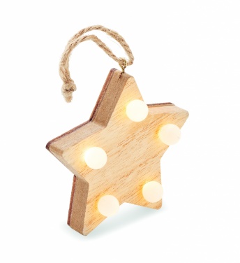 Logo trade corporate gift photo of: Wooden weed star with lights