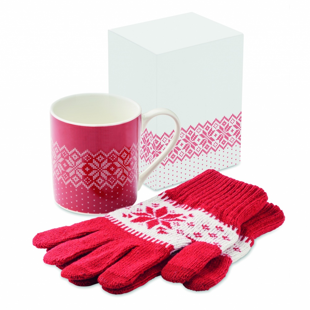 Logo trade corporate gift photo of: Winter gift mug and gloves set