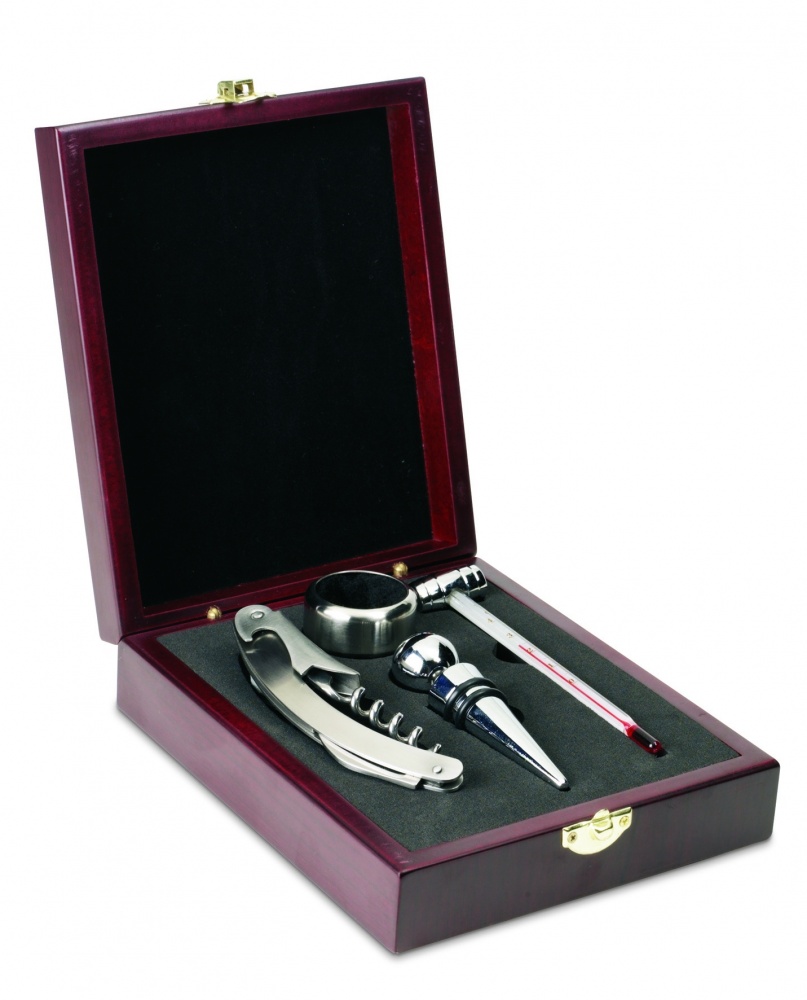 Logo trade promotional products image of: Classic wine set in wooden box