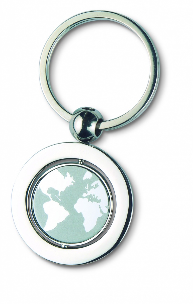 Logo trade promotional gifts picture of: Globe metal key ring  WORLD