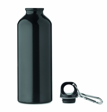 Logotrade promotional product picture of: 500 ml single-walled water bottle made of recycled aluminum with a carabiner