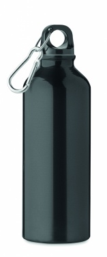 Logo trade promotional merchandise picture of: 500 ml single-walled water bottle made of recycled aluminum with a carabiner