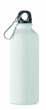 Logo trade promotional giveaways image of: 500 ml single-walled water bottle made of recycled aluminum with a carabiner
