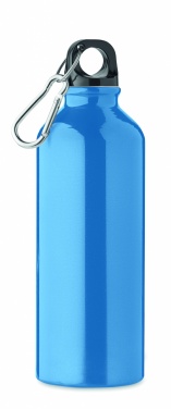 Logotrade promotional item image of: 500 ml single-walled water bottle made of recycled aluminum with a carabiner