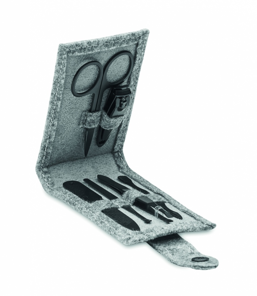 Logo trade promotional giveaways image of: RPET felt 6 piece manicure set